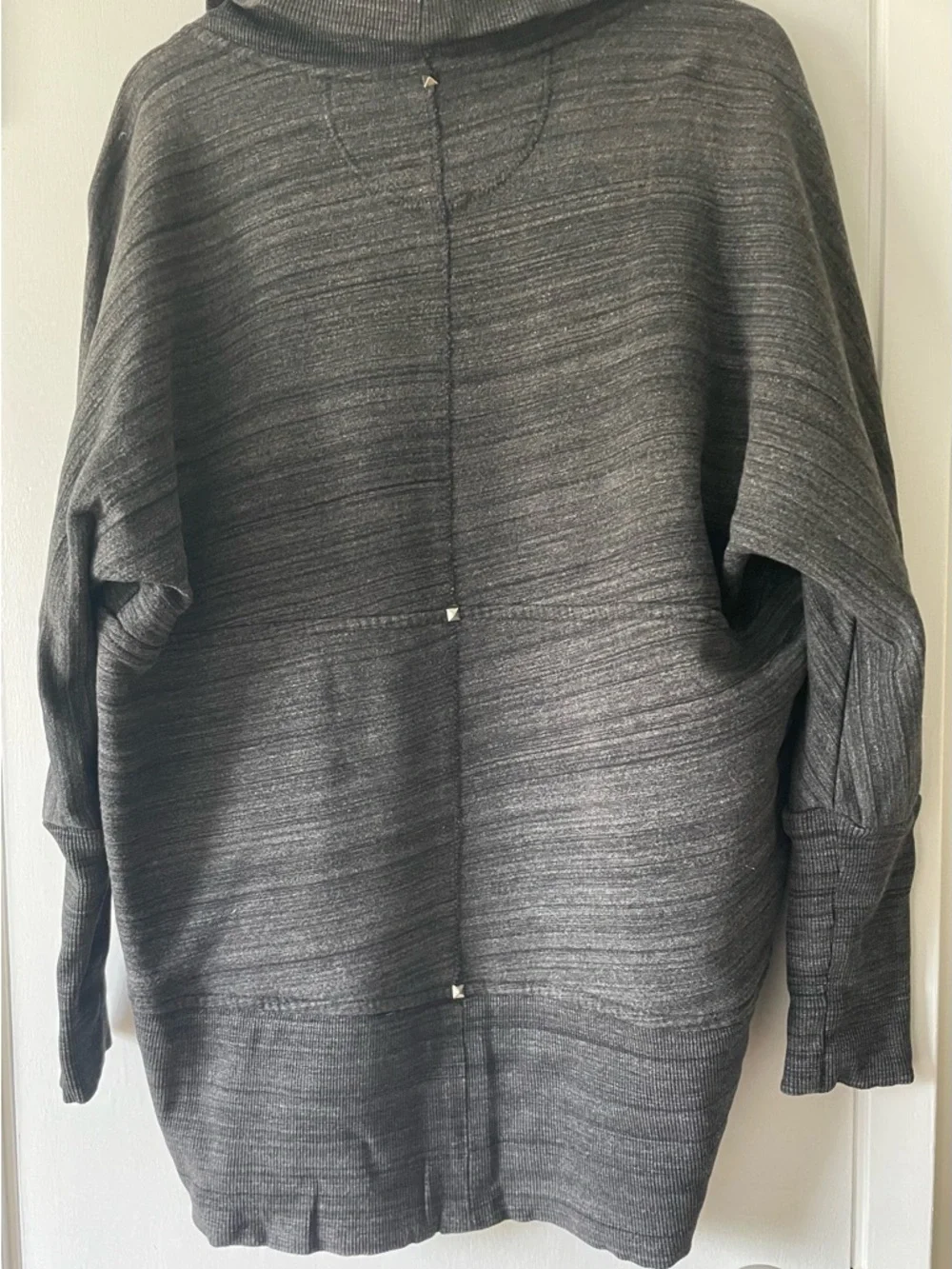 Wilfred Aritzia Charcoal Open Front Cardigan Draped Shawl Collar Knit Sweater M - Picture 7 of 8